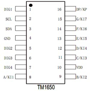 TM1650 LED驱动器引脚