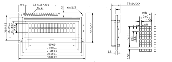 16x2 LCD 2D模型