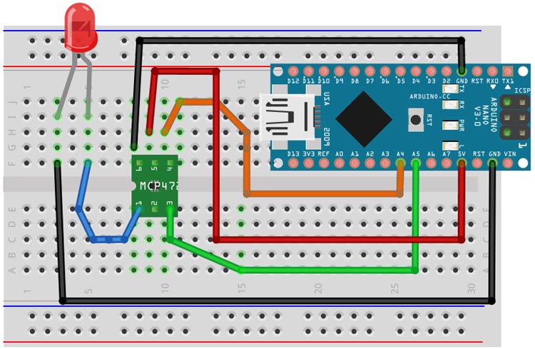 Arduino MCP4725 DAC电路图