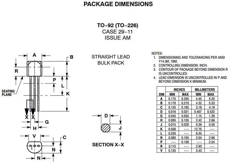BC327 Dimensions