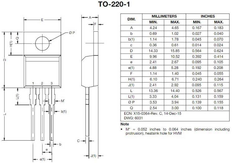 IRF510 Dimensions