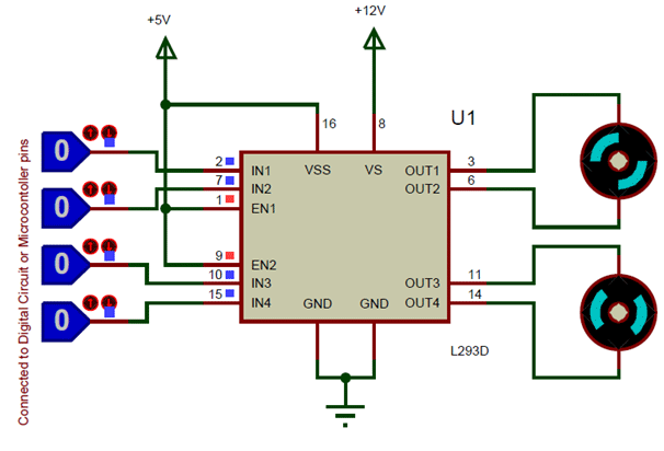 L293D电机驱动IC电路