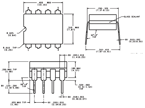 LM358双OP-AMP IC 2D模型
