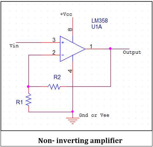LM358双OP AMP集成电路作为非反相放大器