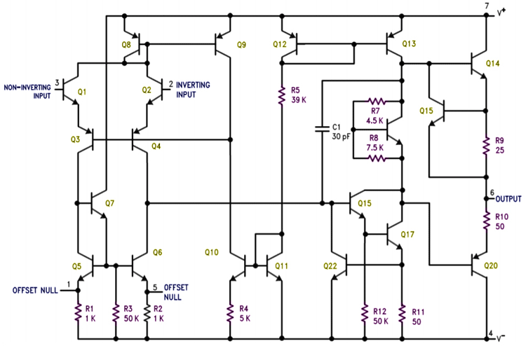 LM741 Op-Amp Internal Circuit