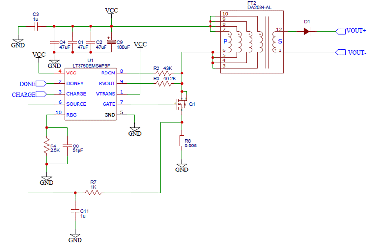 LT3750电容器电荷控制器电路图