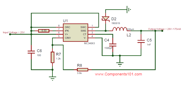 MC34063降压变换器电路图